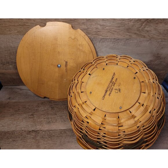 Longaberger Vintage Christmas Collection 1999 Edition Popcorn Basket W/ Lid & Ha - Picture 11 of 13